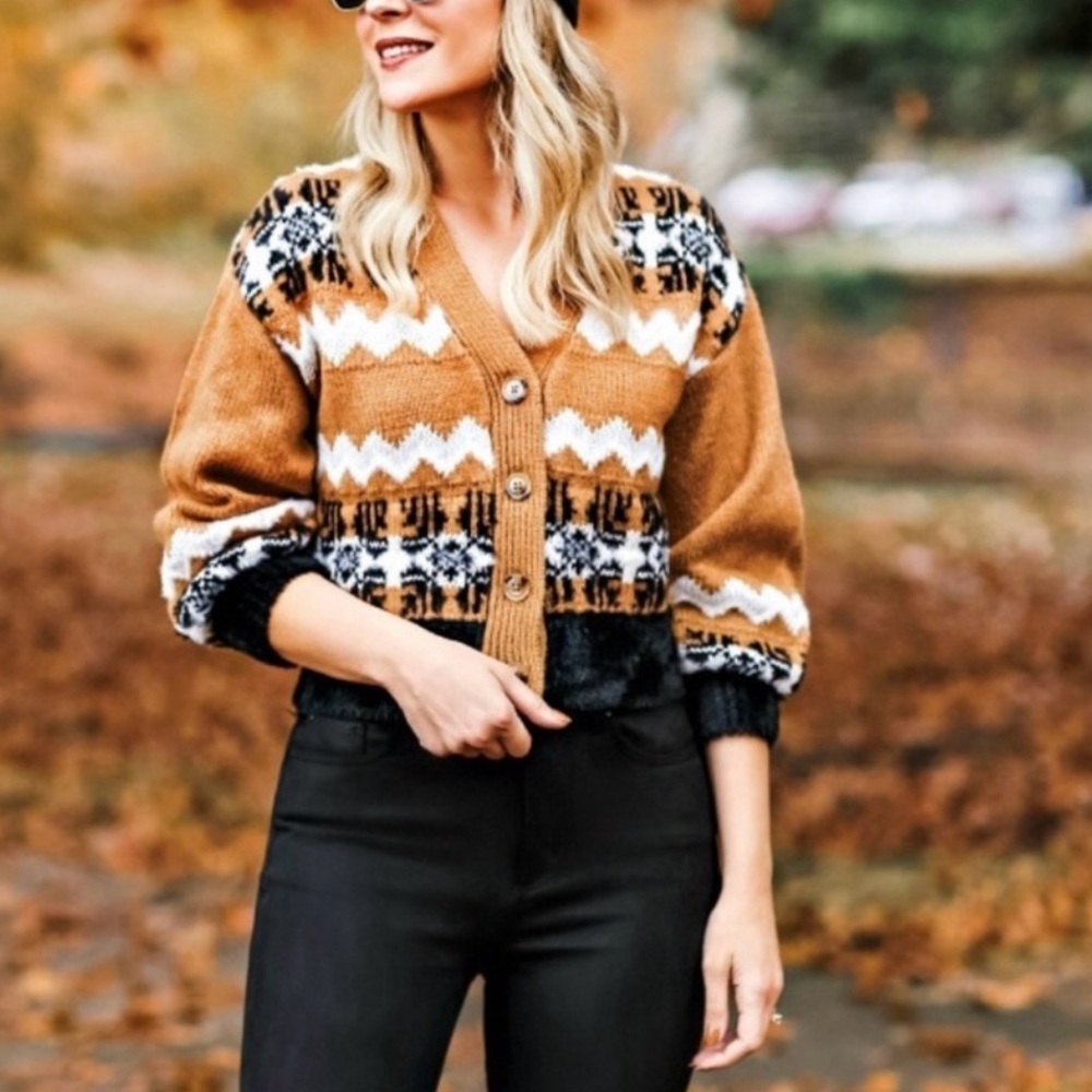 Ann Taylor fair isle cropped cardigan - Picture 4 of 11